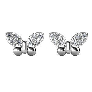 Silver Butterfly Stud‎ Earrings Made With Australian Crystals Summer
